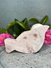 Load image into Gallery viewer, Stunning Hand-Carved Pink Amethyst Crystal Dove Bird
