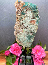 Load image into Gallery viewer, Pink Amethyst Crystal Slab On Stand With Jasper Raw Back Side