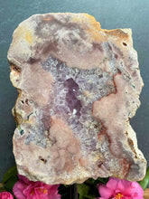 Load image into Gallery viewer, Elegant Pink Amethyst Slab On Stand With Druzy