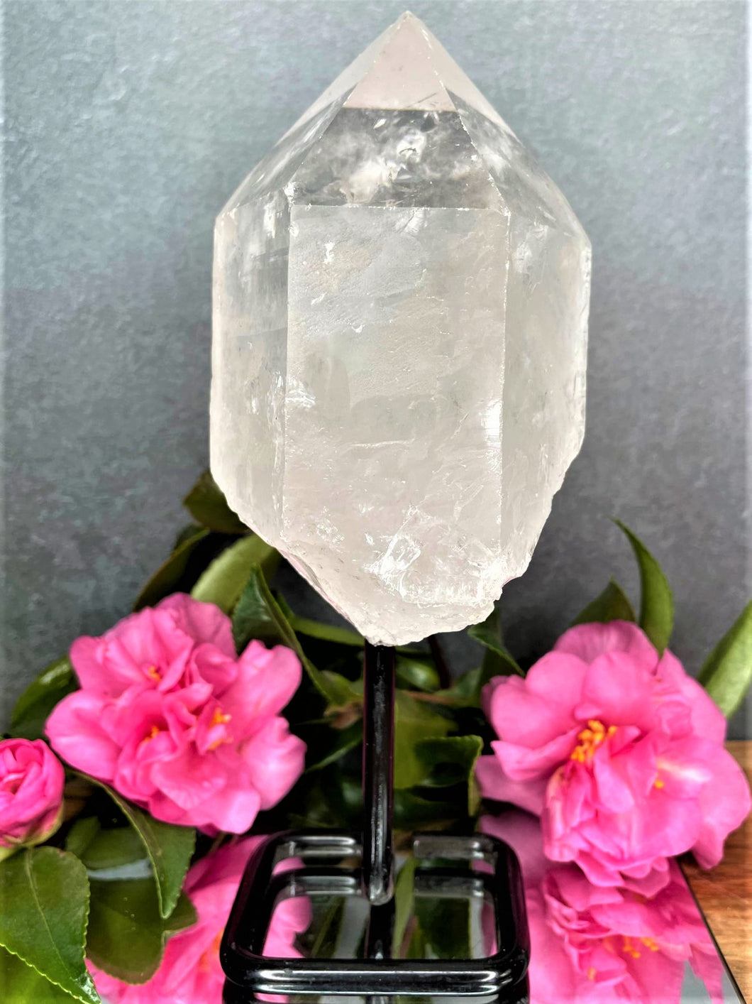 Stunning Rough Raw Natural Clear Quartz Point Crystal On Stand
