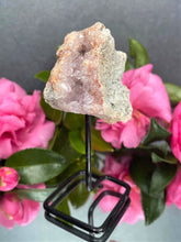 Load image into Gallery viewer, Pink Amethyst Crystal Geode With Druzy On Fixed Stand 02