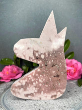 Load image into Gallery viewer, Harmony Hand-Carved Pink Amethyst Crystal Unicorn Carving