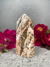 Load image into Gallery viewer, Beautiful Orbicular Ocean Jasper Crystal Tower Point