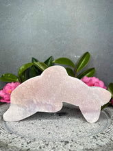 Load image into Gallery viewer, Joyful Hand-Carved Pink Amethyst Crystal Dolphin Carving