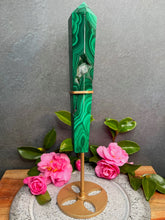 Load image into Gallery viewer, High Quality Malachite Wand In Gold Painted Metal Stand