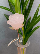 Load image into Gallery viewer, Beautiful Rose Quartz Crystal Rose With Silver Stem