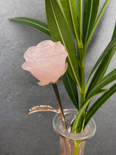 Load image into Gallery viewer, Love Rose Quartz Crystal Rose With Silver Stem