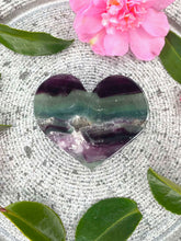 Load image into Gallery viewer, Beautiful Rainbow Fluorite Crystal Love Heart Carving