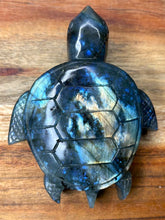 Load image into Gallery viewer, Labradorite Crystal Turtle Carving With Stunning Rainbow Flash