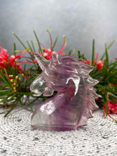 Load image into Gallery viewer, Candy Fluorite Unicorn Crystal Carving