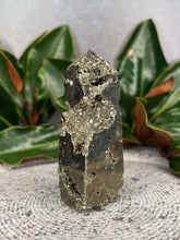Load image into Gallery viewer, Pyrite Crystal Cluster Druzy Tower Point