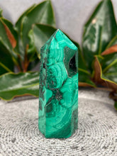 Load image into Gallery viewer, Stunning Malachite Crystal Druzy Tower Point