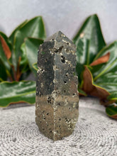 Load image into Gallery viewer, Pyrite Crystal Cluster Druzy Tower Point