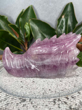 Load image into Gallery viewer, Purple Fluorite Crystal Dragon Skull Carving