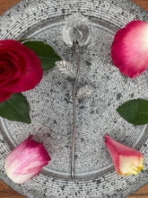 Load image into Gallery viewer, Transparent Clear Quartz Rose Crystal Carving With Silver Stem