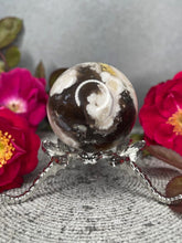 Load image into Gallery viewer, Stunning Black Flower Agate Crystal Sphere