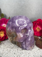 Load image into Gallery viewer, Stunning Mexican Crazy Lace Agate Amethyst Crystal Skull Carving