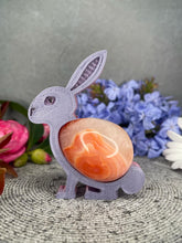 Load image into Gallery viewer, Beautiful Carnelian Crystal Egg Carving With Adorable Easter Rabbit Bunny Stand