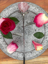 Load image into Gallery viewer, Natural Rose Quartz Crystal Rose Silver Stem