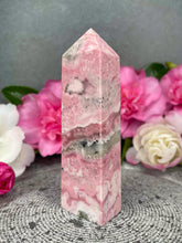 Load image into Gallery viewer, Peruvian Pink Rhodonite Crystal Tower Point