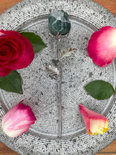 Load image into Gallery viewer, Stunning Moss Agate Rose Crystal Carving With Silver Stem