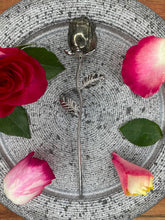 Load image into Gallery viewer, Stunning Pyrite Rose Crystal Carving With Silver Stem