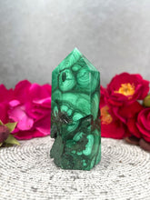 Load image into Gallery viewer, Positive Natural Malachite Crystal Tower Point