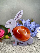 Load image into Gallery viewer, Mesmerizing Rabbit Carnelian Crystal Egg Carving With Adorable Easter Bunny Stand