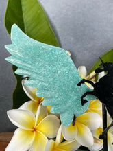 Load image into Gallery viewer, Amazonite Unicorn Crystal Wings With Black Stand