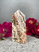 Load image into Gallery viewer, Beautiful Orbicular Ocean Jasper Crystal Tower Point