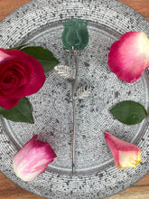 Load image into Gallery viewer, Stunning Green Fluorite Rose Crystal Carving With Silver Stem