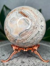 Load image into Gallery viewer, Mesmerizing Mexican Crazy Lace Agate Crystal Sphere Druzy
