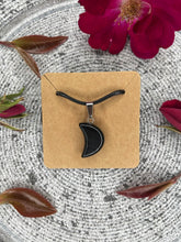 Load image into Gallery viewer, Obsidian Crescent Moon Necklace