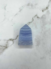 Load image into Gallery viewer, Serene Blue Lace Agate Crystal Tower Point 1pc