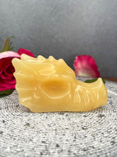 Load image into Gallery viewer, Yellow Calcite Crystal Dragon Head Carving