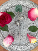 Load image into Gallery viewer, Stunning Green Fluorite Rose Crystal Carving With Silver Stem