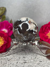 Load image into Gallery viewer, Breathtaking Black Flower Agate Crystal Sphere