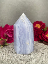 Load image into Gallery viewer, Mesmerizing Blue Lace Agate Crystal Tower Point