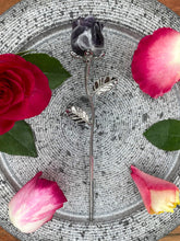 Load image into Gallery viewer, Magnificent Dream Amethyst Chevron Rose Crystal Carving With Silver Stem