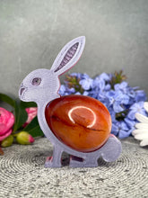 Load image into Gallery viewer, Mesmerizing Rabbit Carnelian Crystal Egg Carving With Adorable Easter Bunny Stand