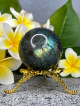 Load image into Gallery viewer, Radiant Labradorite Crystal Sphere Ball Flash