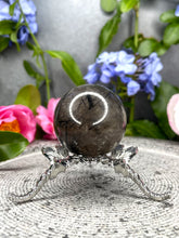 Load image into Gallery viewer, Black Tourmalated Smoky Quartz Crystal Sphere