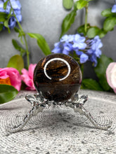Load image into Gallery viewer, Black Tourmalated Smoky Quartz Crystal Sphere With Rainbows
