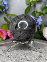 Load image into Gallery viewer, Breathtaking Black Tourmalated Quartz Crystal Sphere