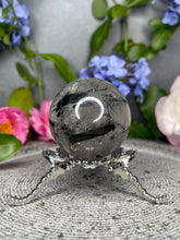 Load image into Gallery viewer, Beautiful Black Tourmalated Quartz Crystal Sphere