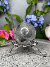 Load image into Gallery viewer, Striking Black Tourmalated Quartz Crystal Sphere