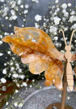 Load image into Gallery viewer, Golden Healer Quartz Crystal Butterfly Wings On Gold Stand