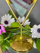 Load image into Gallery viewer, Stunning Fluorite Crystal Diamond Carving With Zodiac Gold Stand