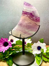Load image into Gallery viewer, Stunning fluorite Crescent Moon With Black Stand