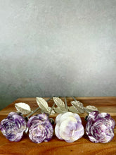 Load image into Gallery viewer, Chevron Dream Amethyst Crystal Rose With Silver Metal Stem